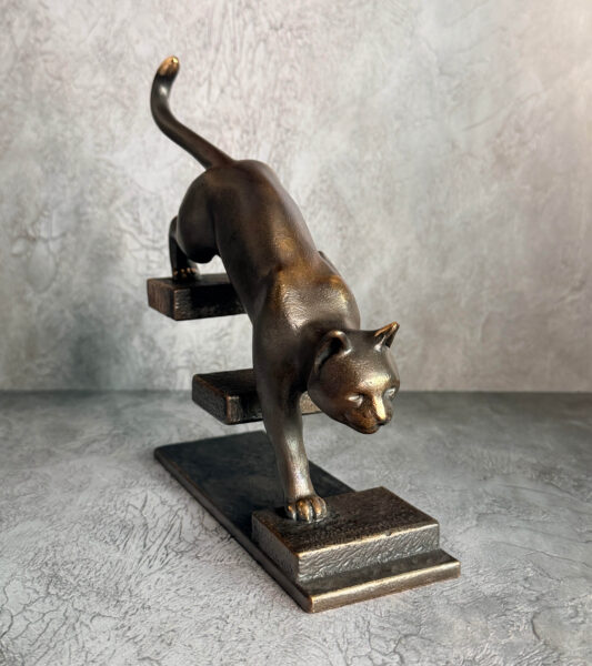 Кот, спускающийся по лестнице
